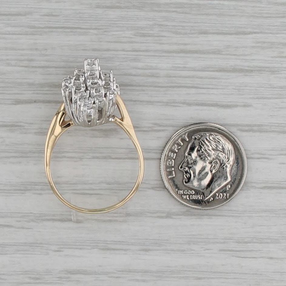 0.78ctw Diamond Cluster Ring 14k Yellow White Gold Cocktail