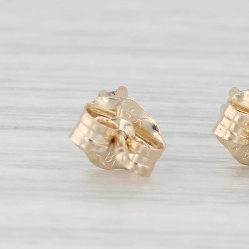Light Gray Small Diamond Stud Earrings 14k Yellow Gold Round Solitaire Studs