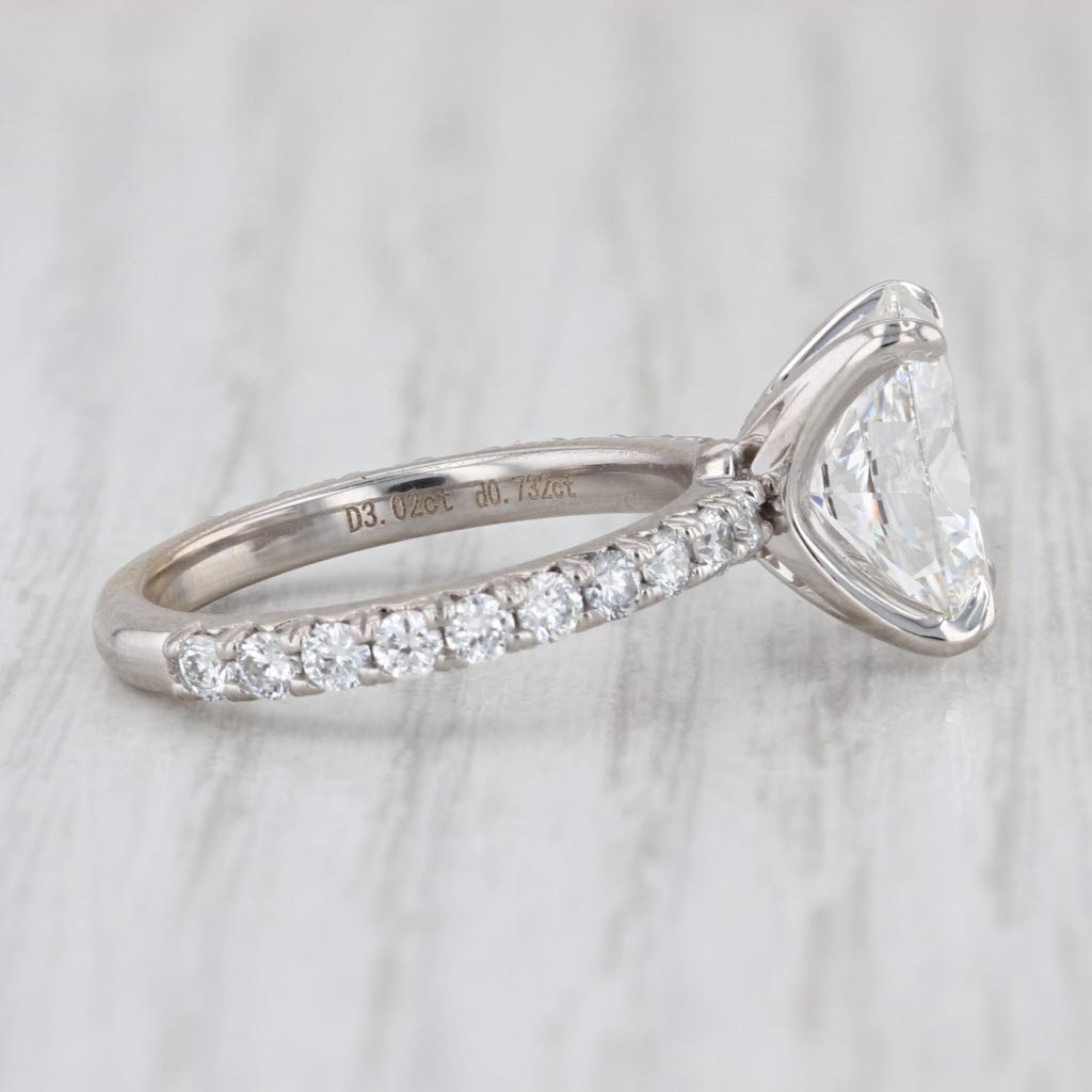 New IGI 3.75ctw Oval Lab Grown Diamond Engagement Ring 14k White Gold Size 6.5