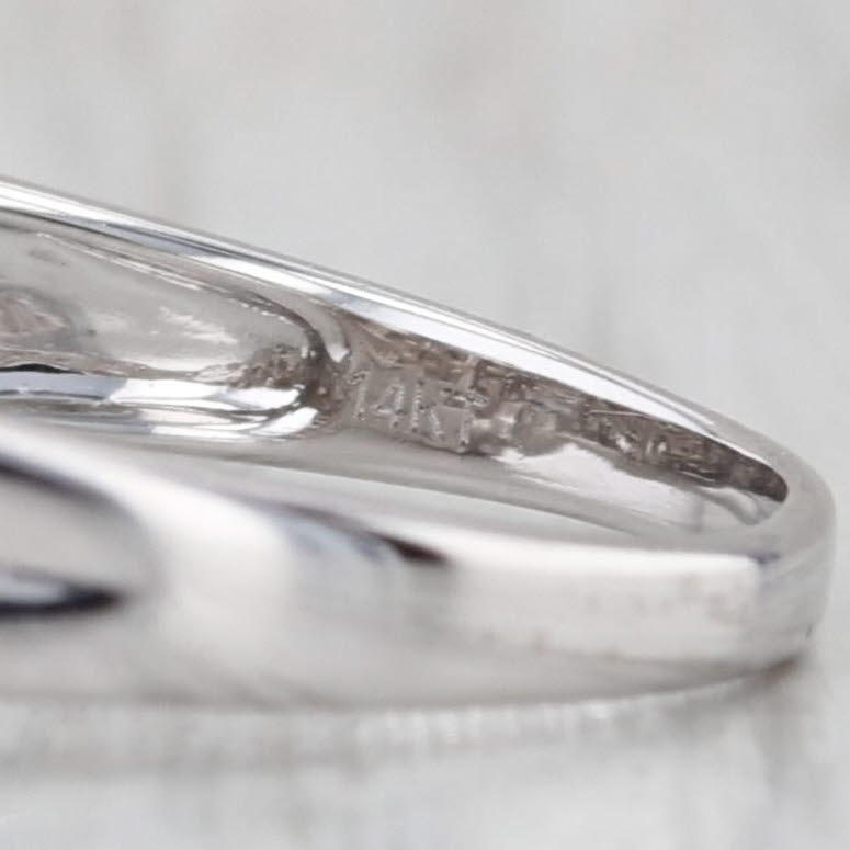 Champagne White Diamond Halo Engagement Ring 14k White Gold Size 9.25
