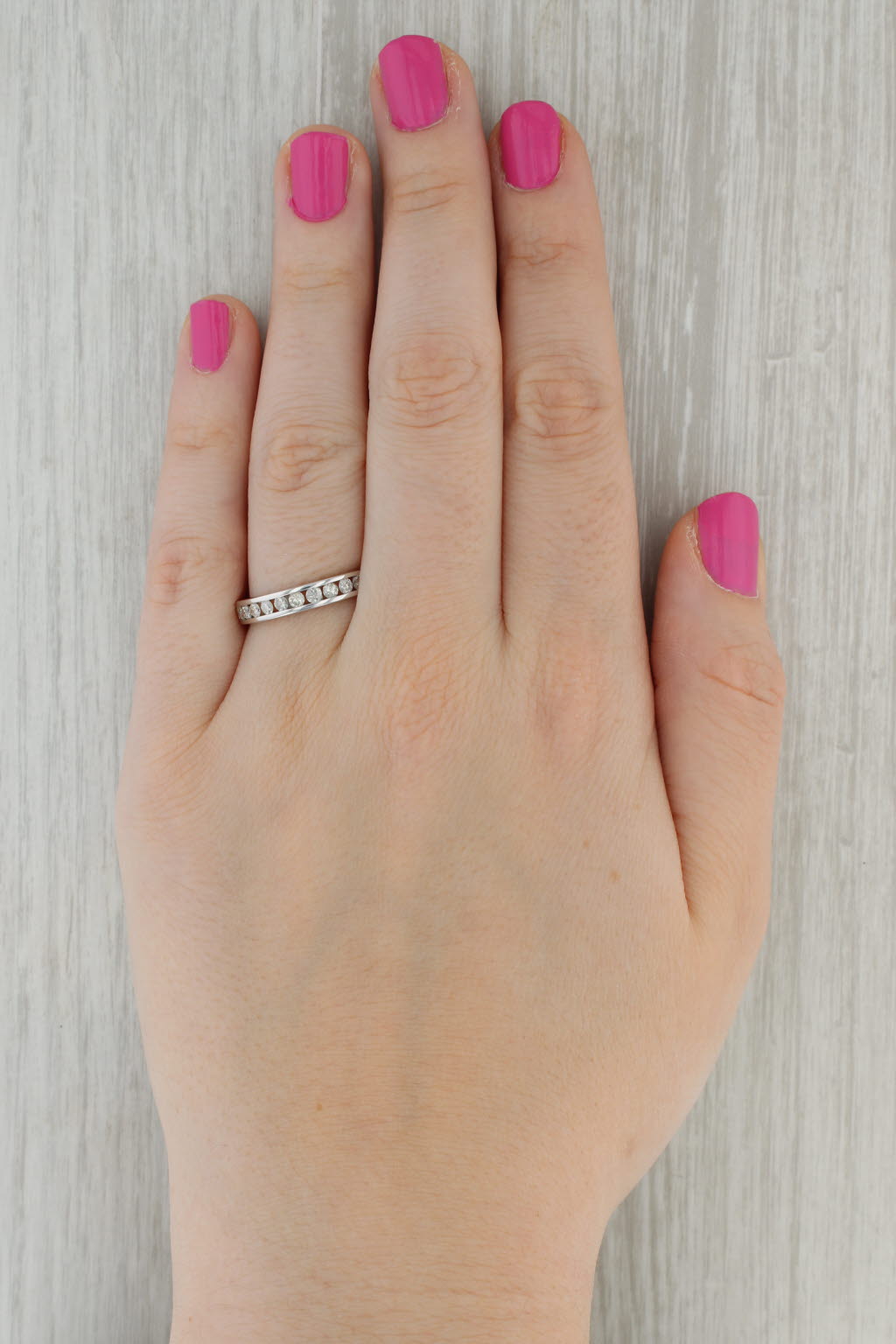 Dark Gray 0.48ctw Diamond Wedding Band 18k White Gold Size 8.5 Stackable Anniversary Ring