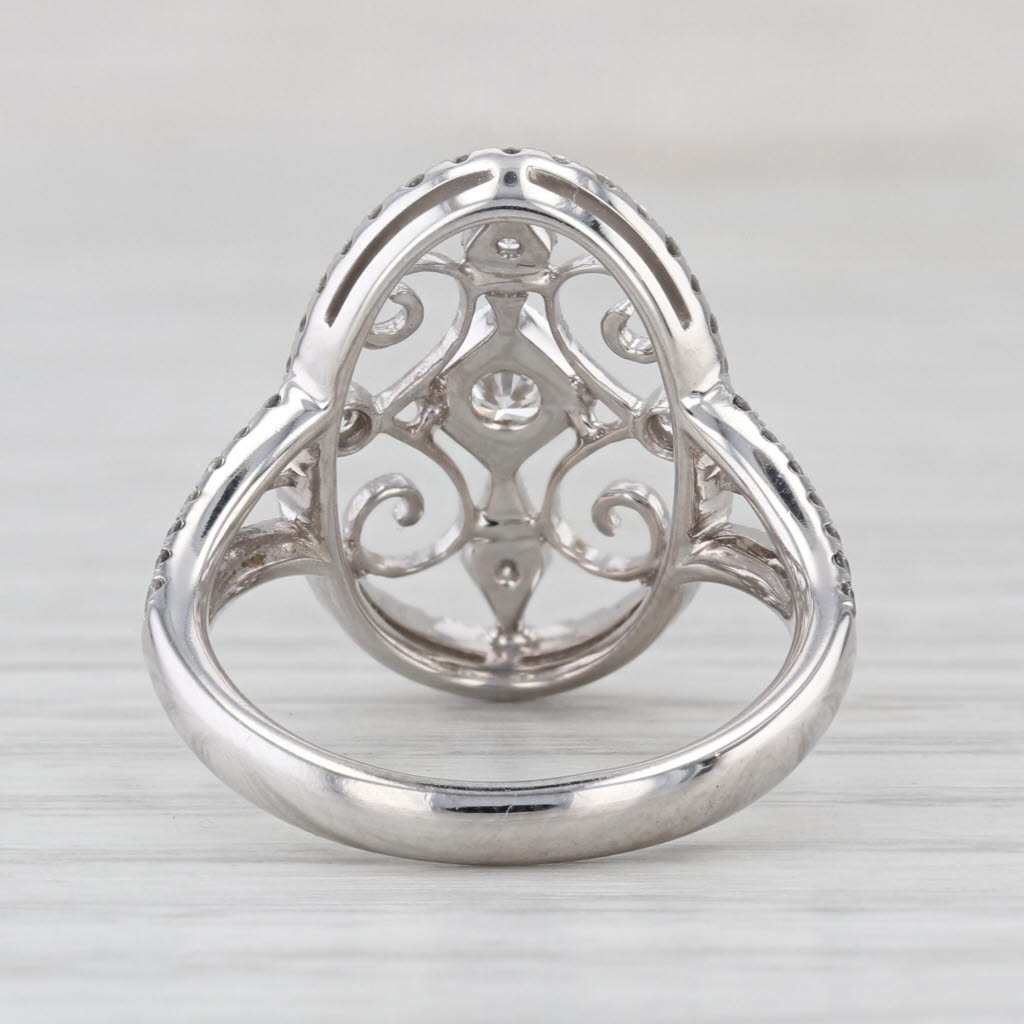 Simon G 0.73ctw Diamond Ornate Filigree Ring 18k White Gold Size 6.5