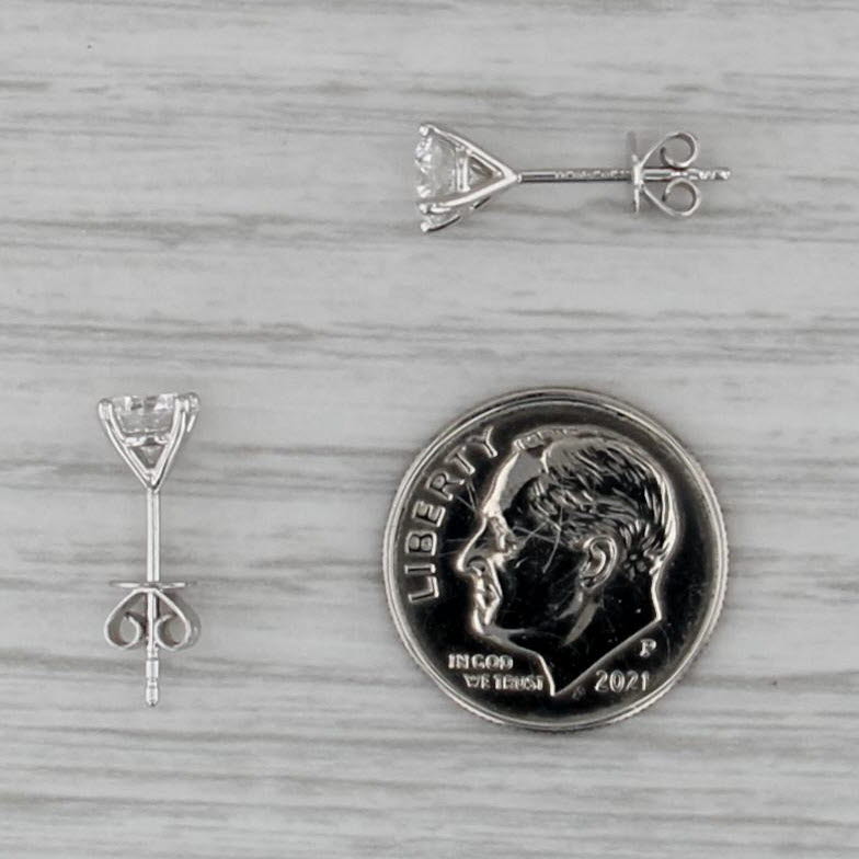 New 1.14ctw Round Lab Grown Diamond Stud Earrings 14k White Gold Studs