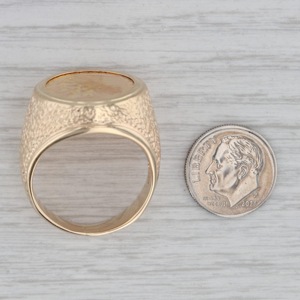 Gray Authentic 1908 American Eagle Indian Head Coin Ring 14k 900 Gold 2.50 USD Sz 13