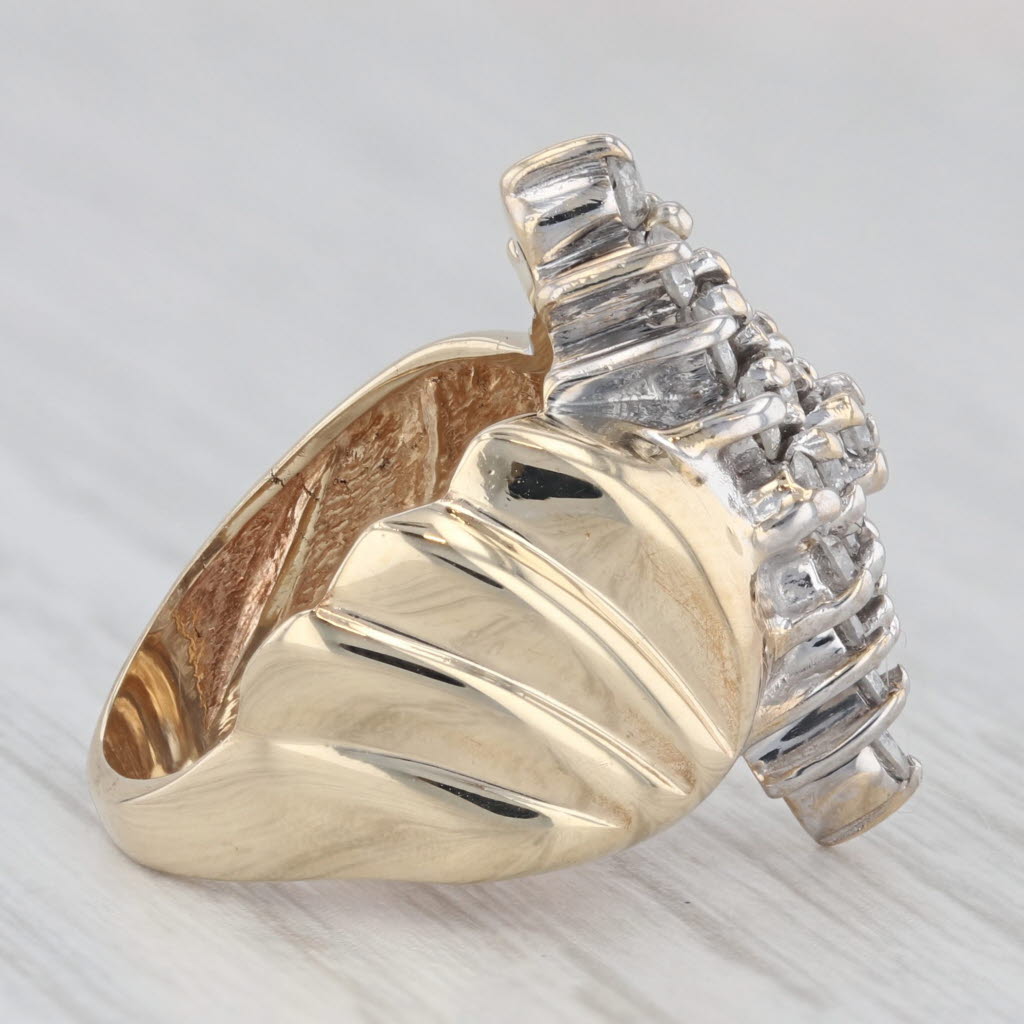 Light Gray 0.75ctw Diamond Cluster Ring 10k Yellow Gold Small Size 3.5