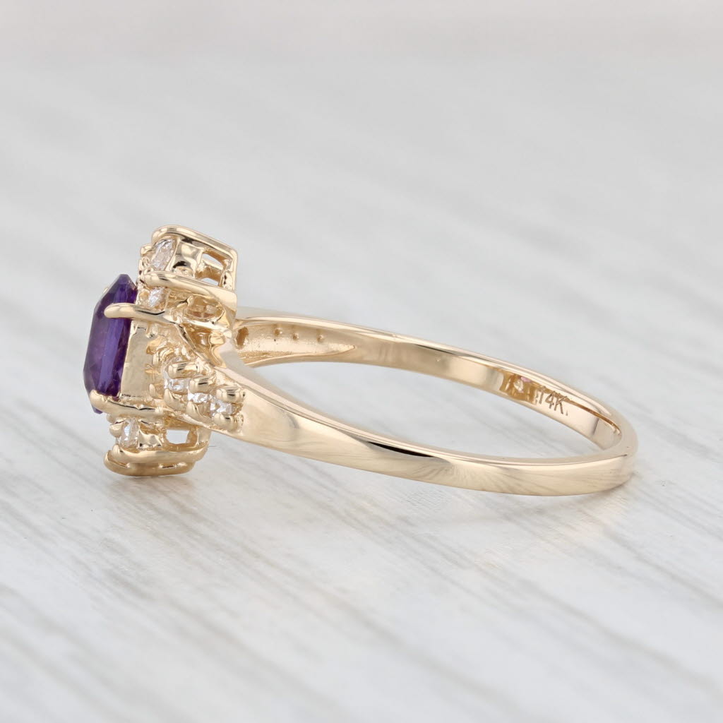 Light Gray 0.59ctw Amethyst Diamond Ring 14k Yellow Gold Size 6.5