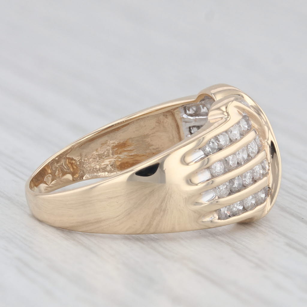 Light Gray 0.91ctw Diamond X Ring 14k Yellow Gold Size 8