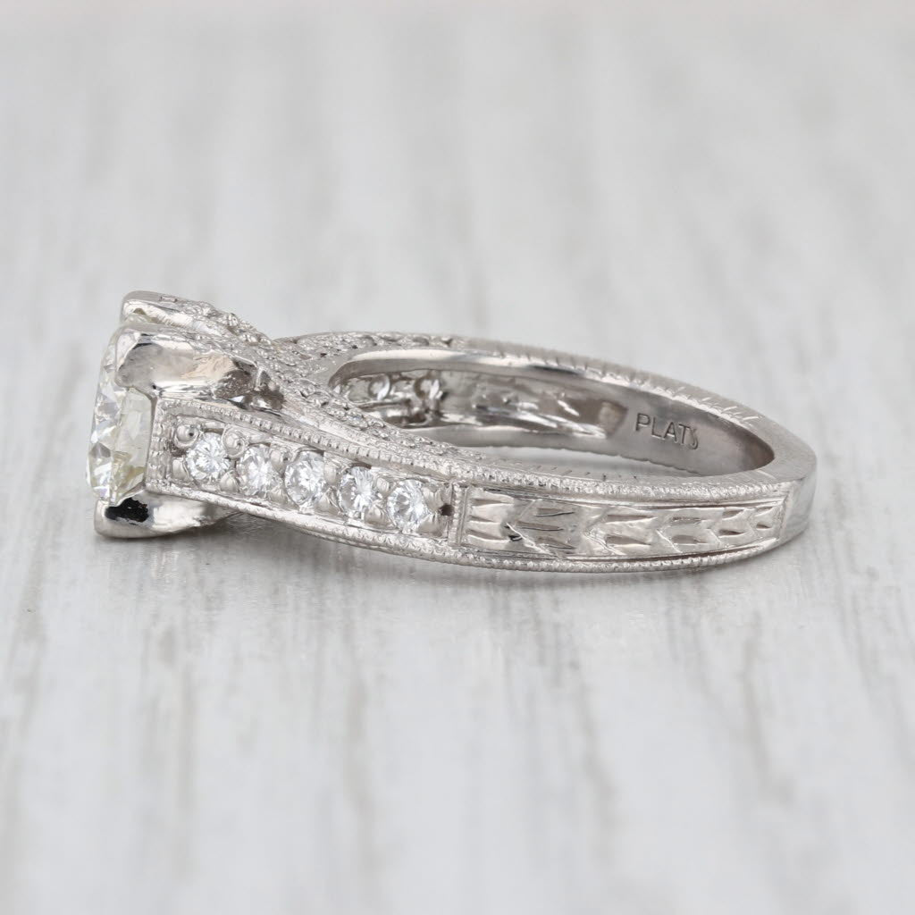 2.47ctw Round Diamond Engagement Ring Platinum Size 6.25 GIA Cathedral Band