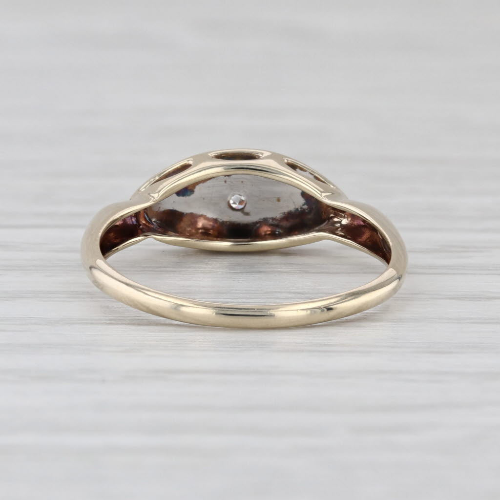 Vintage Diamond Star Solitaire Signet Ring 10k Yellow Gold Size 7