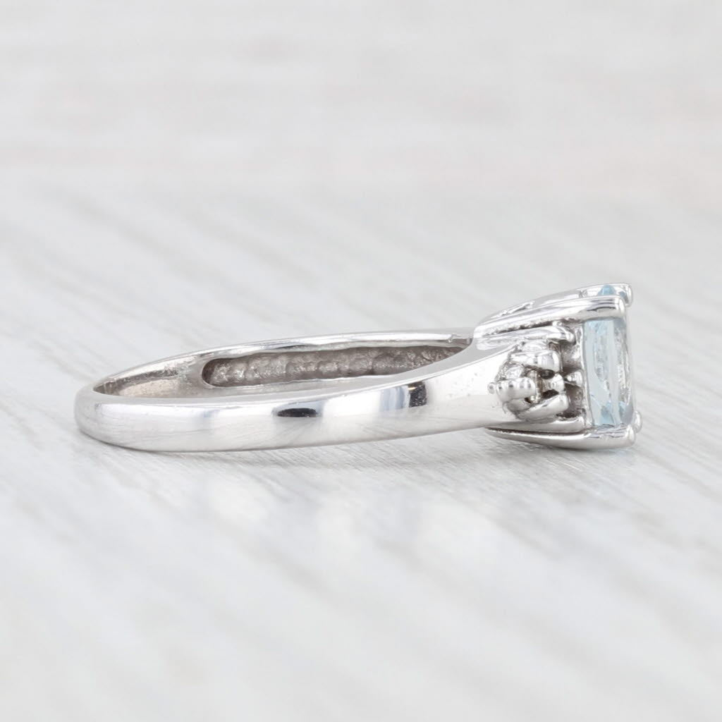 0.70ctw Oval Aquamarine Diamond Ring 10k White Gold Size 6