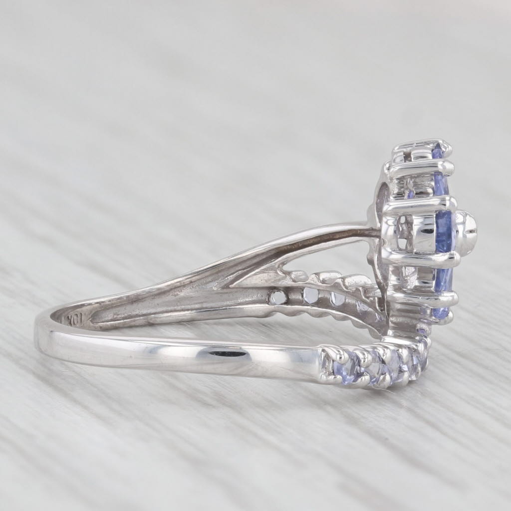 Light Gray 1ctw Tanzanite Flower Diamond Ring 10k White Gold Size 6