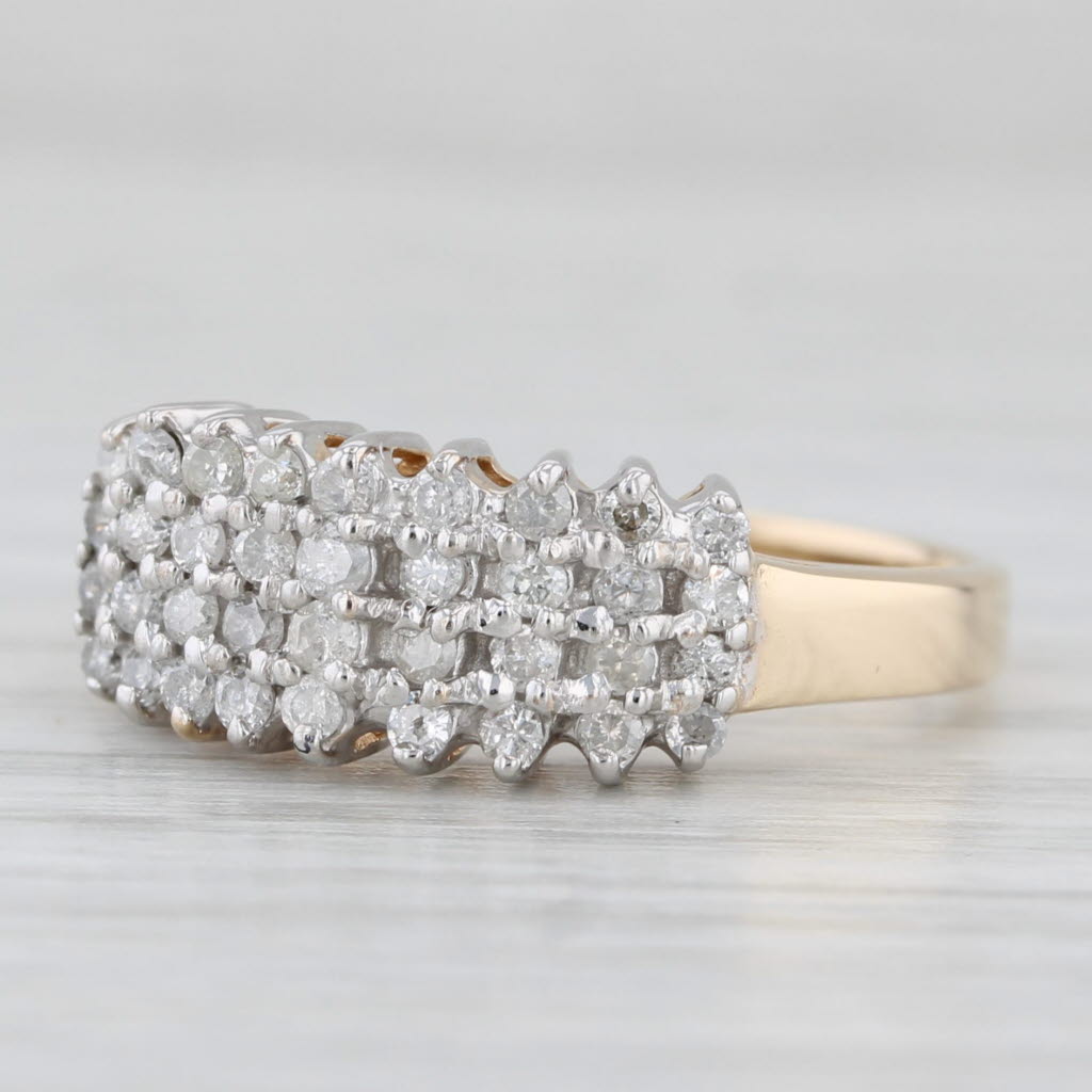 Light Gray 0.36ctw Tiered Diamond Cluster Ring 10k Yellow Gold Size 7