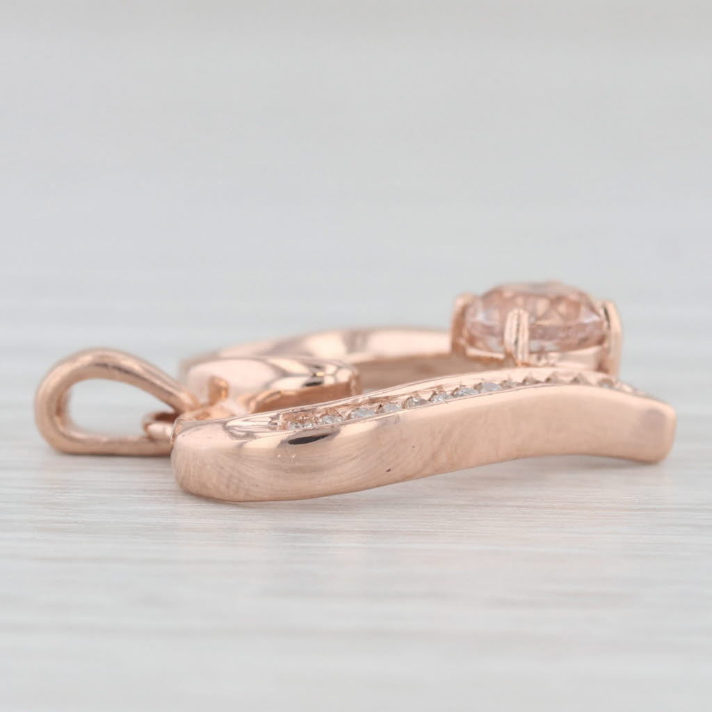 Light Gray 0.57ctw Morganite Diamond Open Heart Pendant 10k Rose Gold