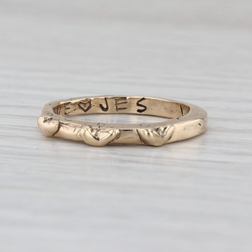 Jes Maharry Three Loves Heart Ring 14k Yellow Gold Size 6 Stackable Band