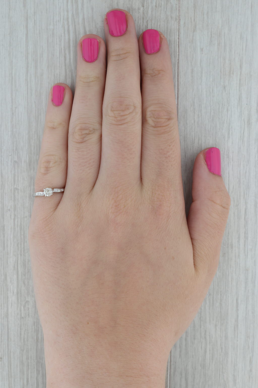 Dark Gray 0.33ctw Round Diamond Engagement Ring 14k White Gold Size 5.5