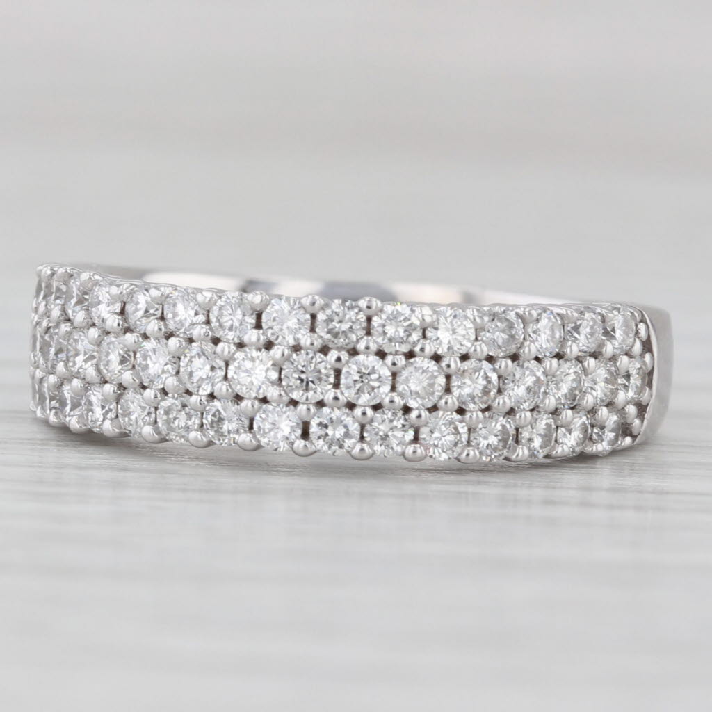 Light Gray 1.25ctw Pave Diamond Ring 14k White Gold Size 8.5 Wedding Anniversary Band