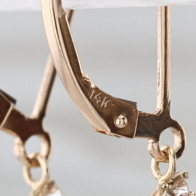 0.42ctw Diamond Flower Dangle Earrings 14k Yellow Gold Lever Backs