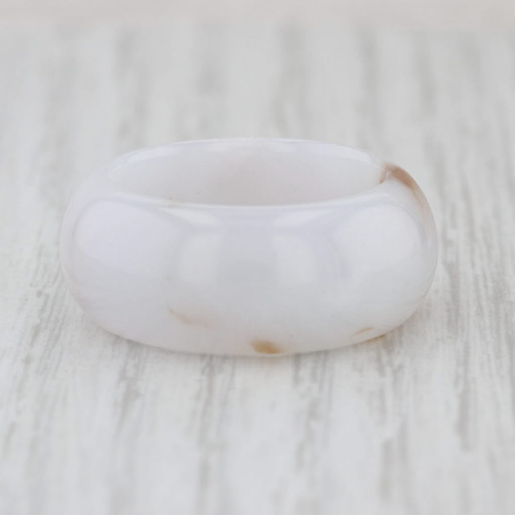 Marbled Jadeite Jade Band Ring Size 9.25 10.8mm