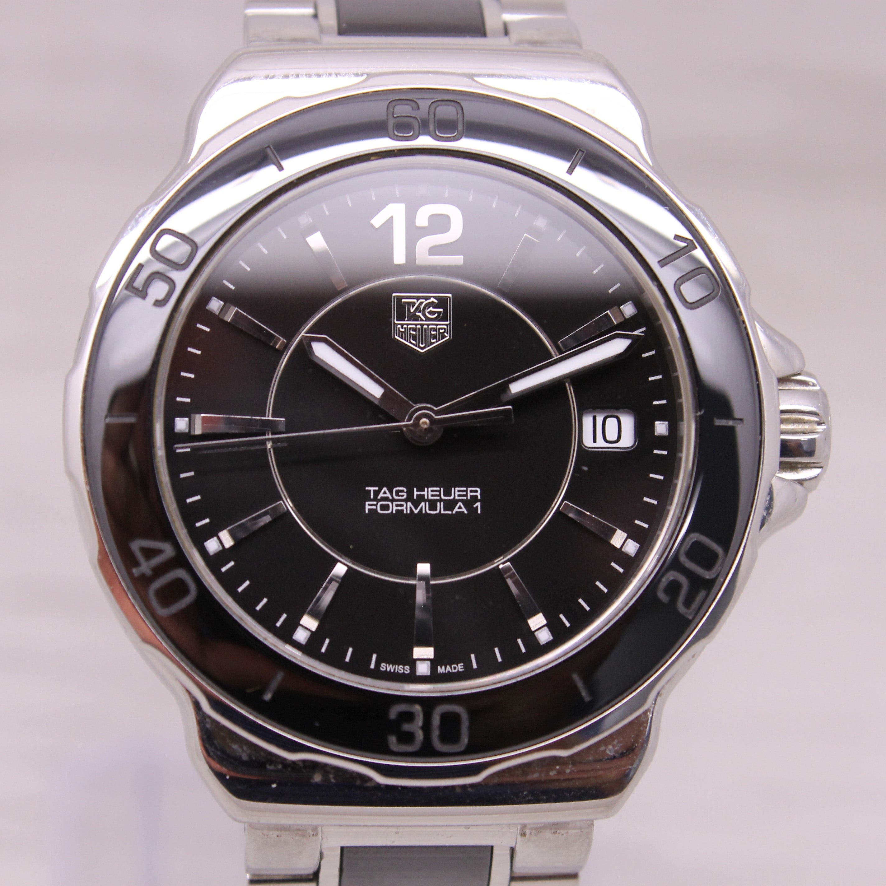 Black Tag Heuer Ladies Formula 1 WAH1210 35mm Steel & Ceramic Quartz Watch Box Tag