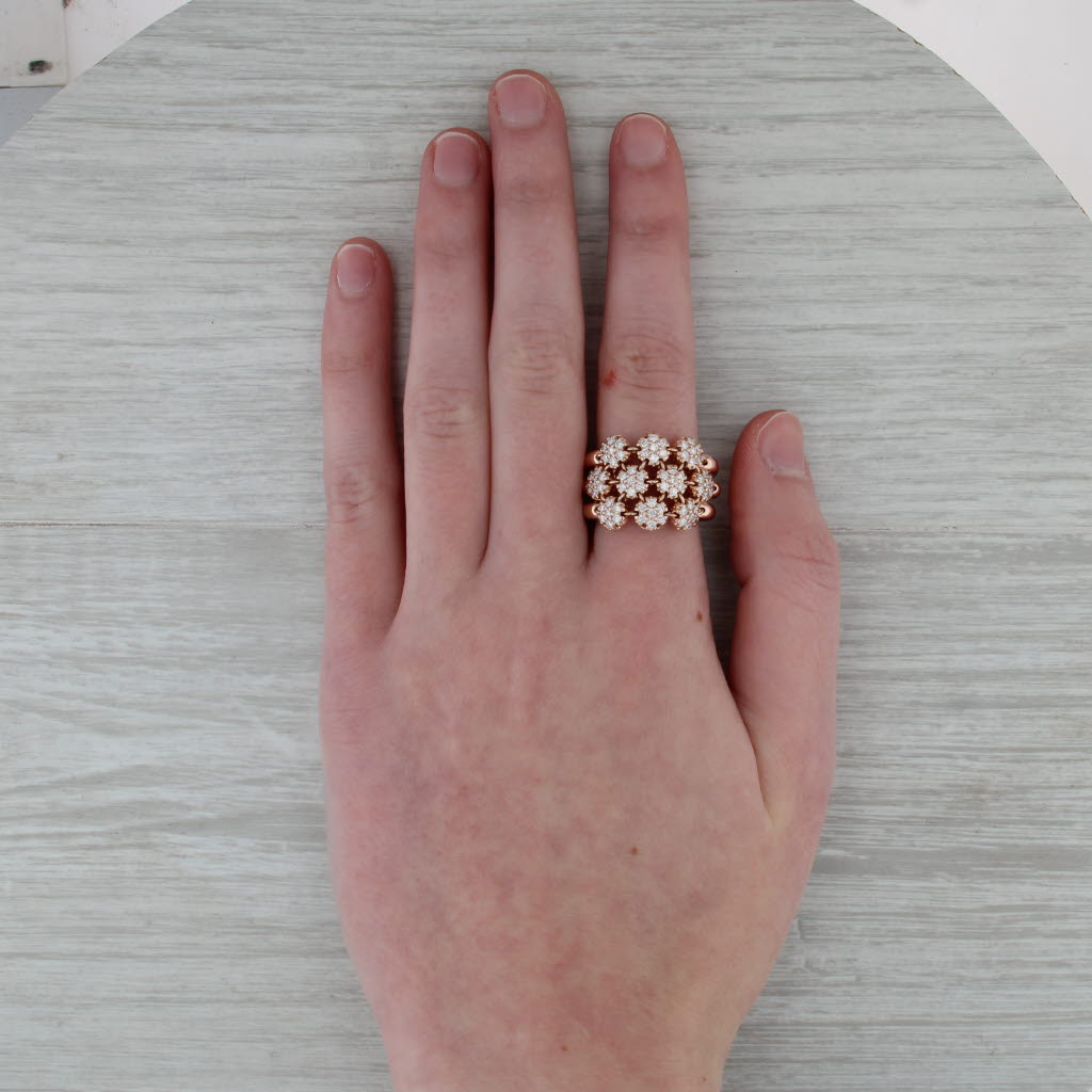 0.70ctw Diamond Cluster Ring 14k Rose Gold Size 8 Cocktail