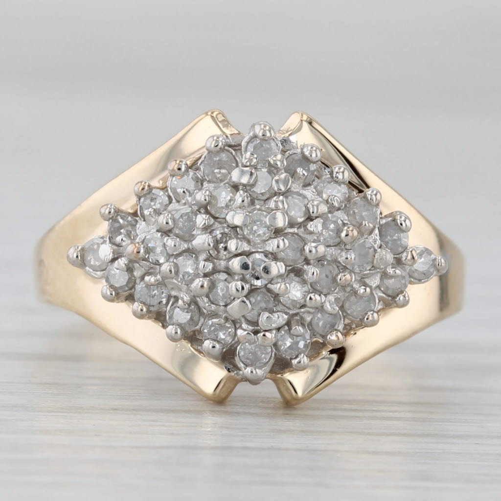 Gray 0.35ctw Diamond Cluster Ring 10k Yellow White Gold Size 7