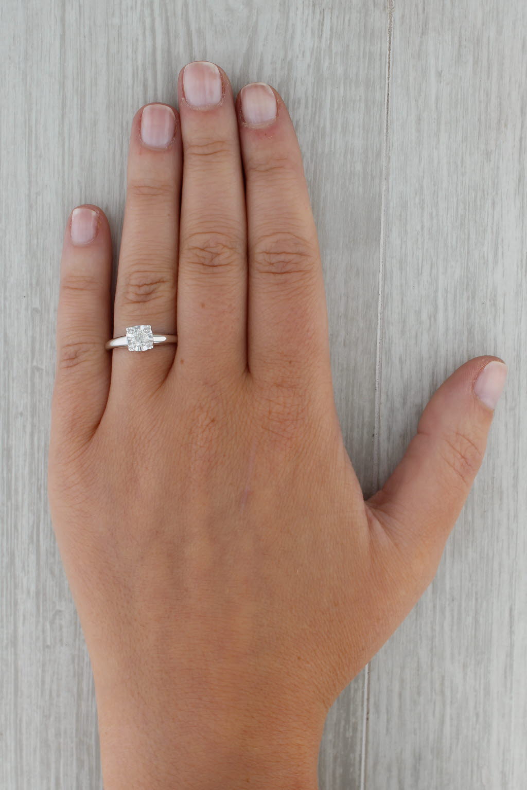 Rosy Brown 0.34ct Vintage Diamond Solitaire Engagement Ring 14k White Gold Size 6.5