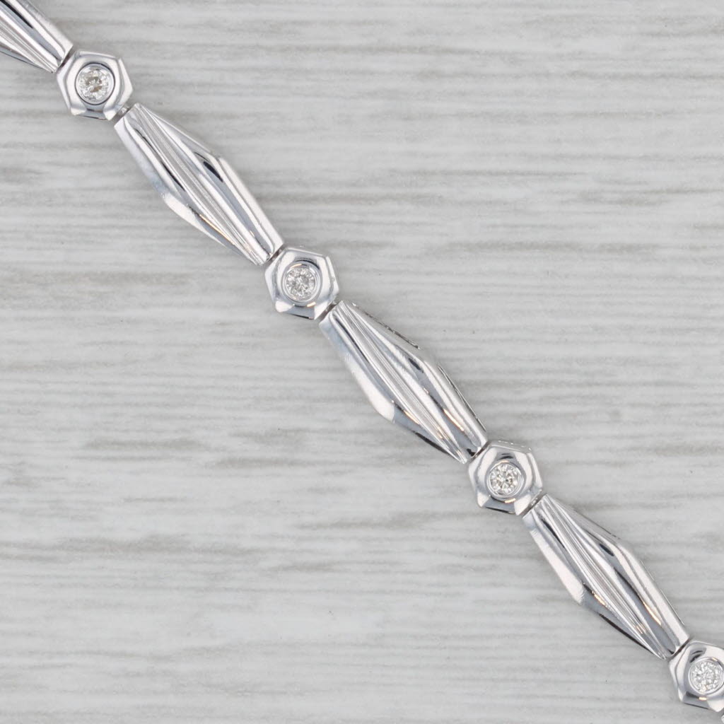 Gray 0.20ctw Diamond Bracelet 18k White Gold 6.75" 4.2mm