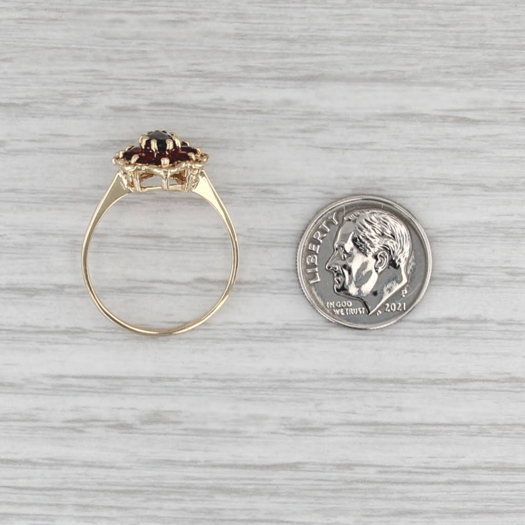 1.62ctw Garnet Flower Cluster Ring 14k Yellow Gold Size 9.25