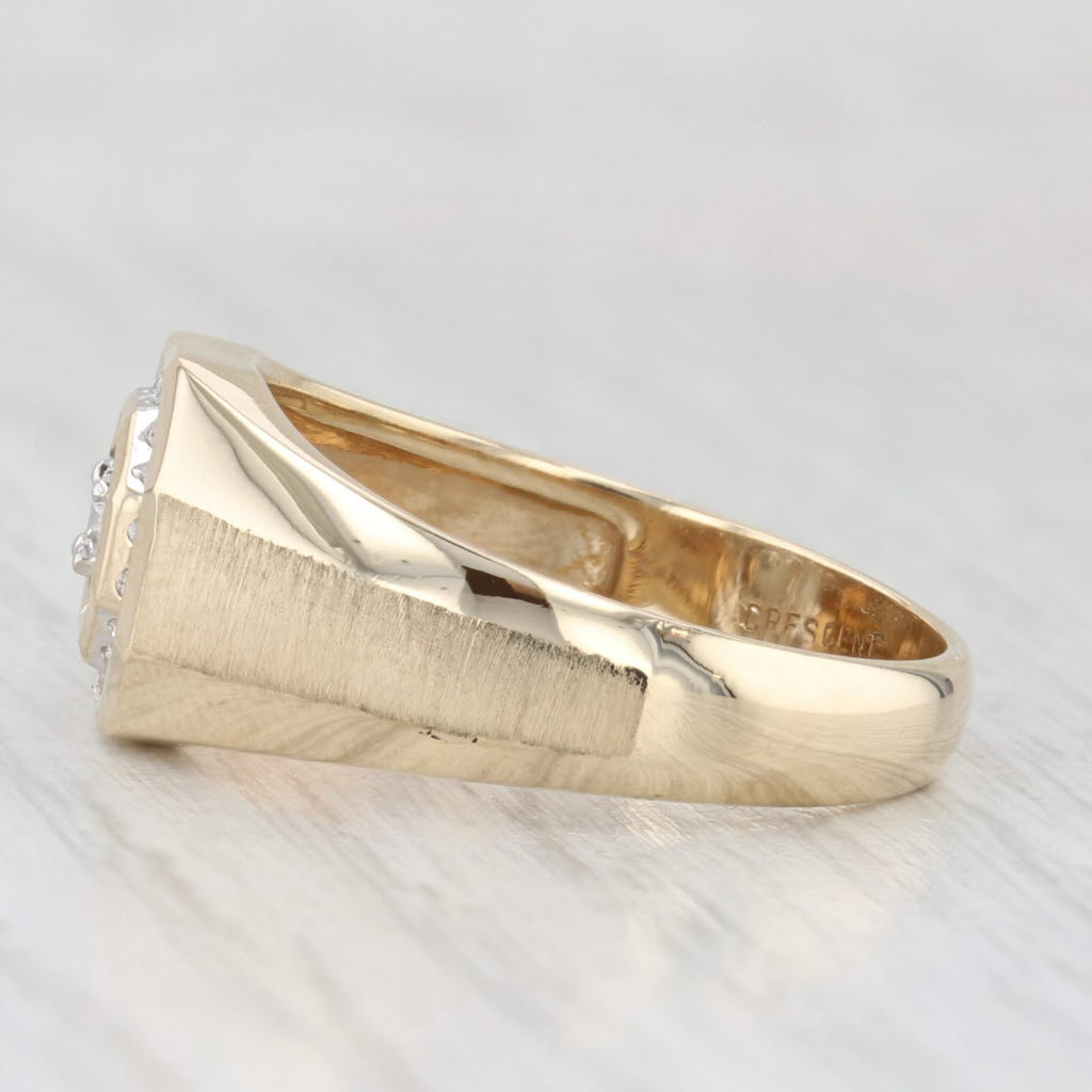Light Gray Diamond Halo Ring 14k Yellow Gold Size 9.5
