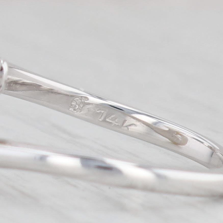 Light Gray 2 Cultured Pearls Bypass Ring 14k White Gold Size 6.25