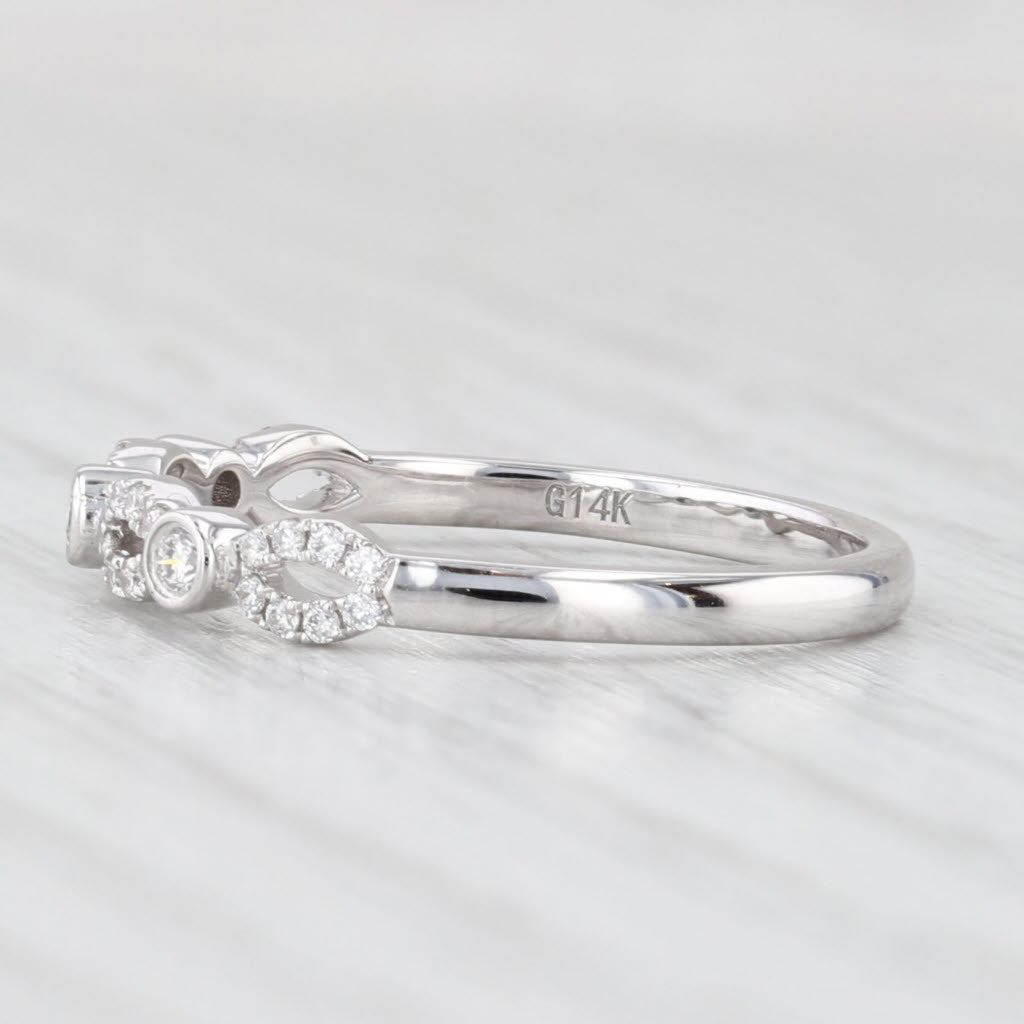 Light Gray New 0.16ctw Diamond Wedding Band 14k White Gold Stackable Anniversary Ring 6.5