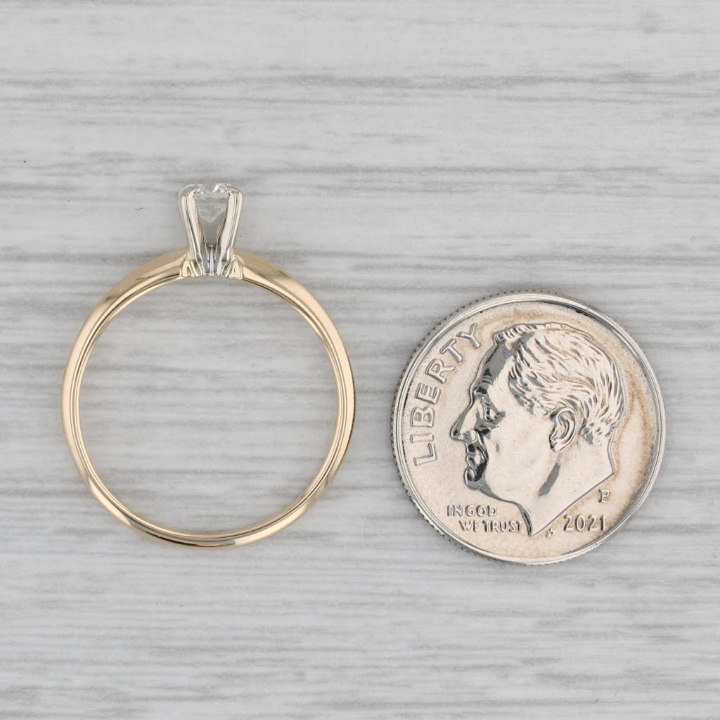 Gray 0.22ct Round Diamond Solitaire Engagement Ring 14k Yellow Gold Size 6