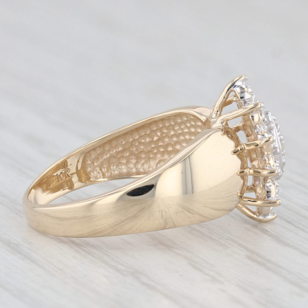 Light Gray Diamond Cluster Ring 10k Yellow Gold Size 5.75