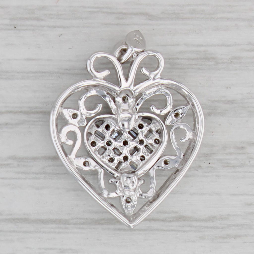Gray 0.23ctw Diamond Cluster Ornate Diamond Pendant 14k White Gold