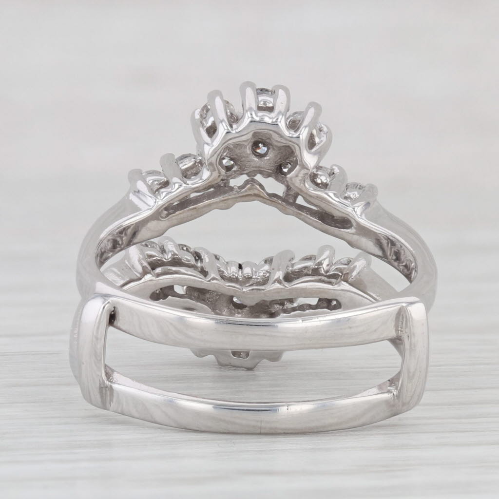 Light Gray 0.65ctw Diamond Jacket Wrap Ring 14k White Gold Size 6.25