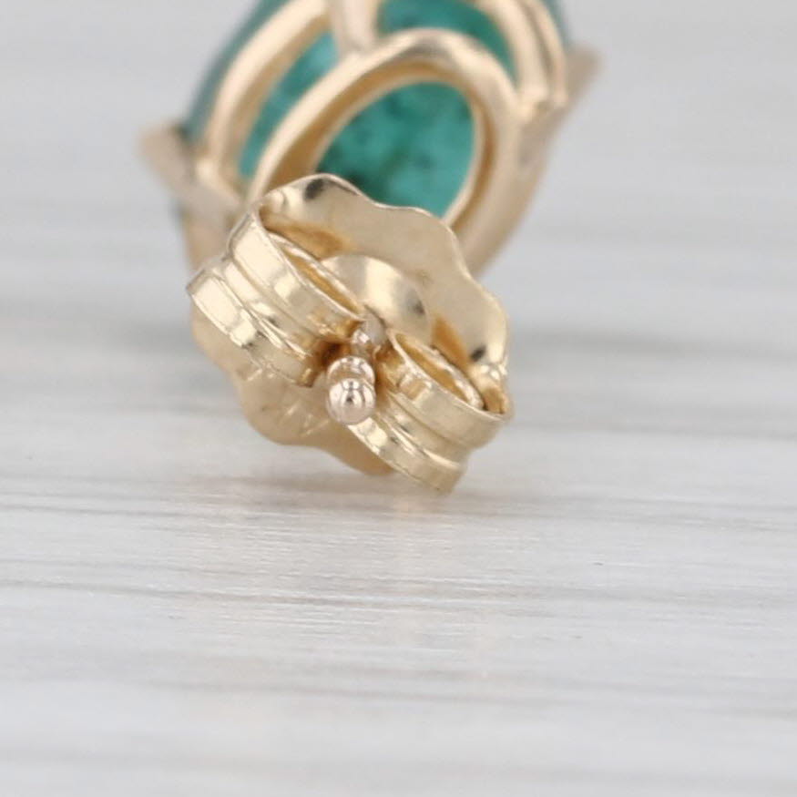 Gray 1.40ctw Oval Emerald Solitaire Stud Earrings 14k Yellow Gold