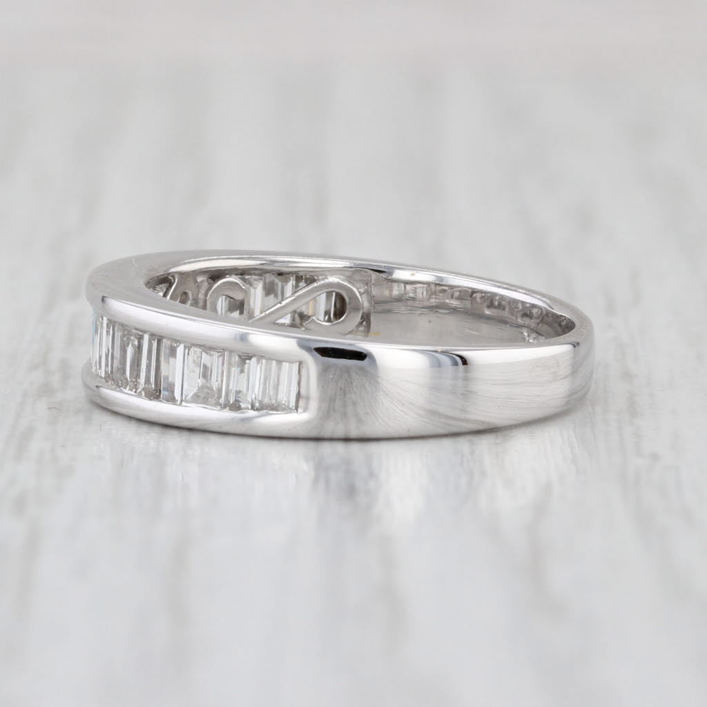 1.60ctw Channel Set Diamond Wedding Band 14k White Gold Size 7.75 Stackable Ring