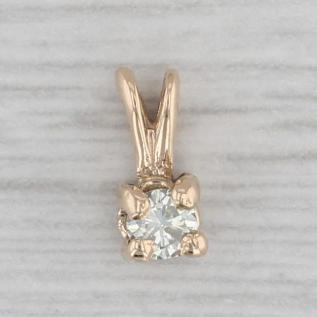 Gray Small Diamond Solitaire Pendant 14k Yellow Gold