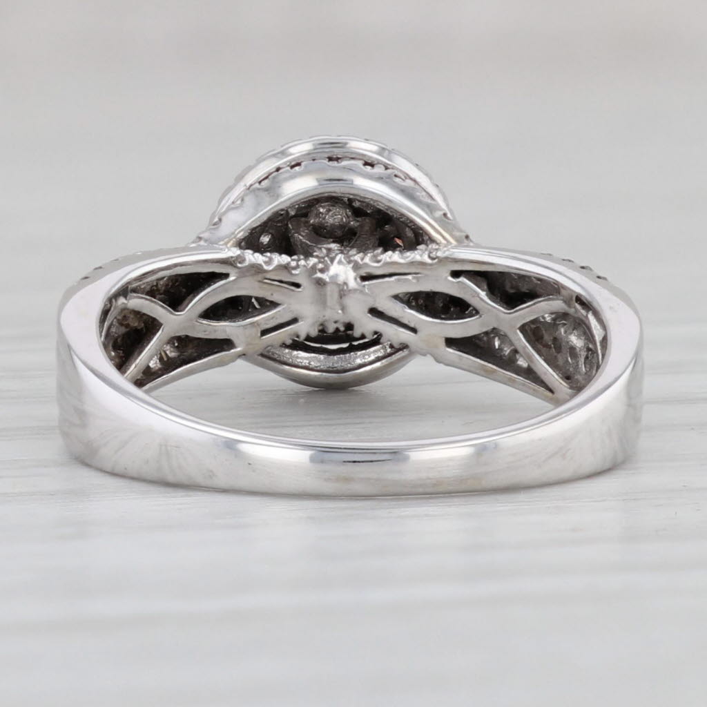 Gray 0.27ctw Round Diamond Halo Engagement Ring 10k White Gold Size 7