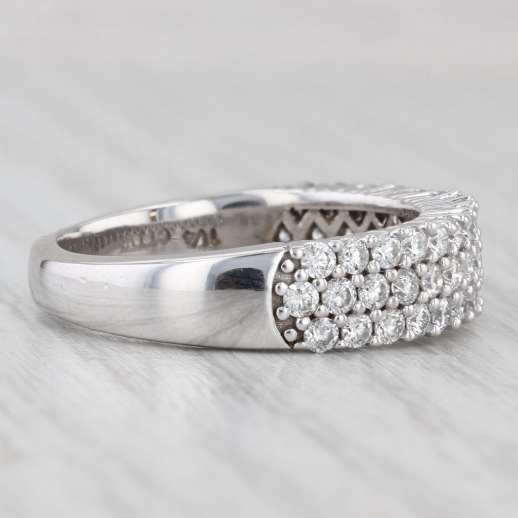 Light Gray 1.25ctw Pave Diamond Ring 14k White Gold Size 8.5 Wedding Anniversary Band