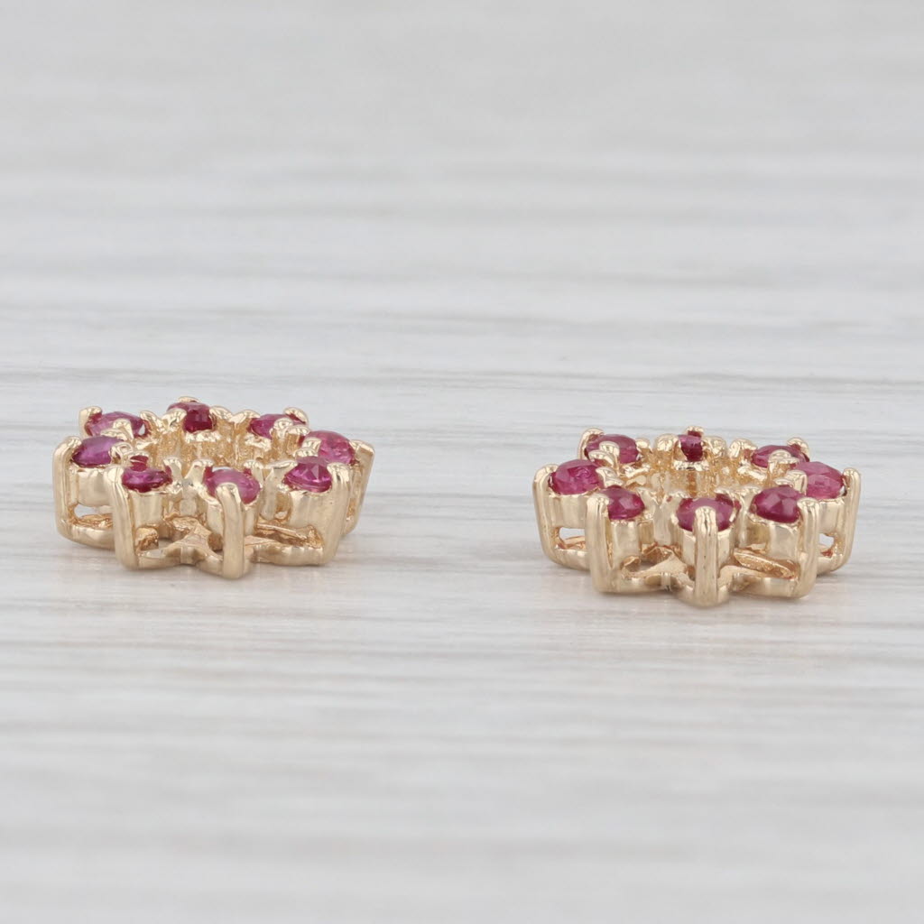 Light Gray 0.30ctw Ruby Flower Stud Earring Enhancers 14k Yellow Gold