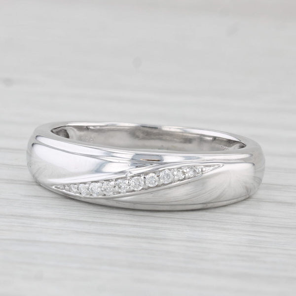 Diamond Accented Men's Wedding Band 14k White Gold Size 9.75 Ring