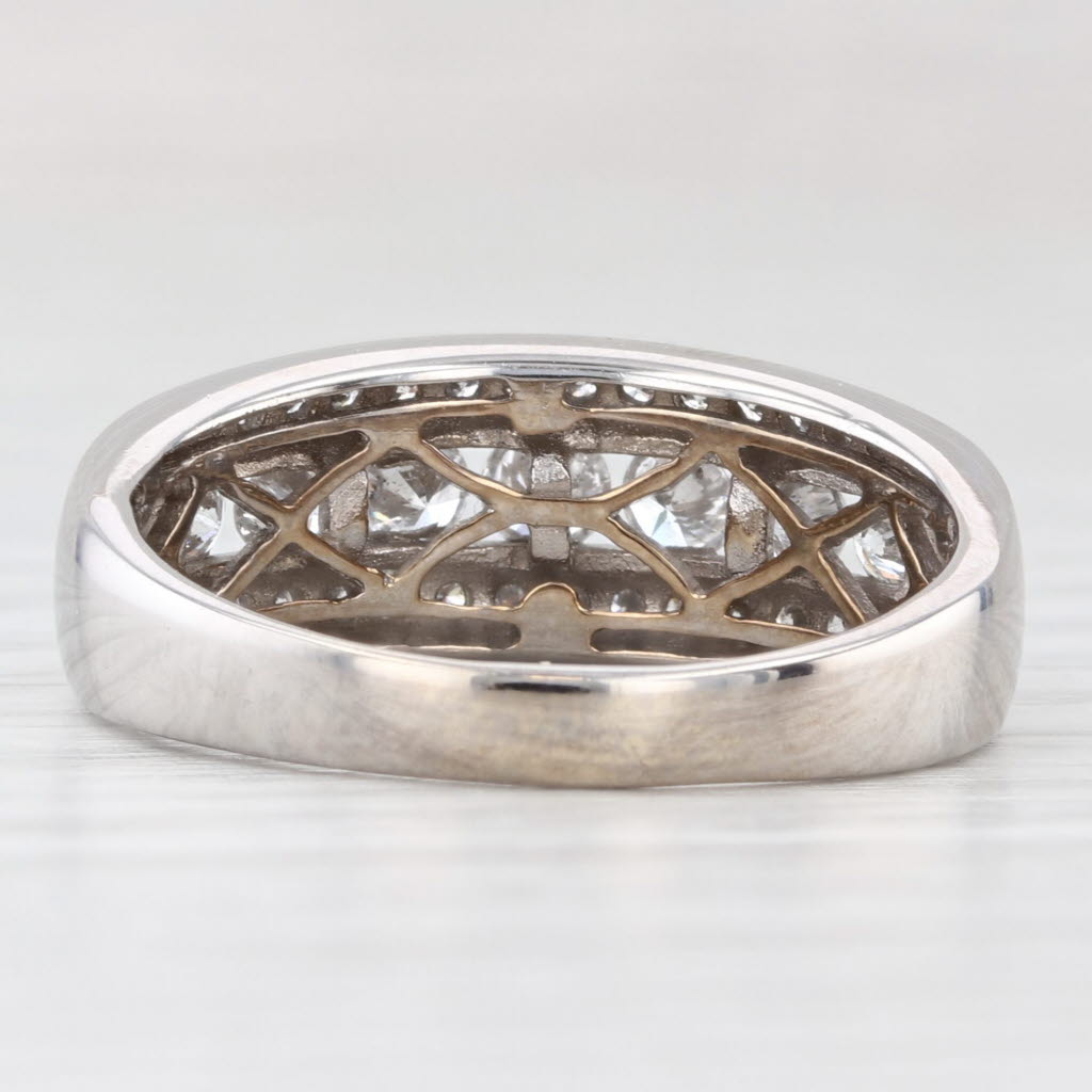 Light Gray 0.90ctw Diamond Anniversary Wedding Band 14k White Gold Size 8.5