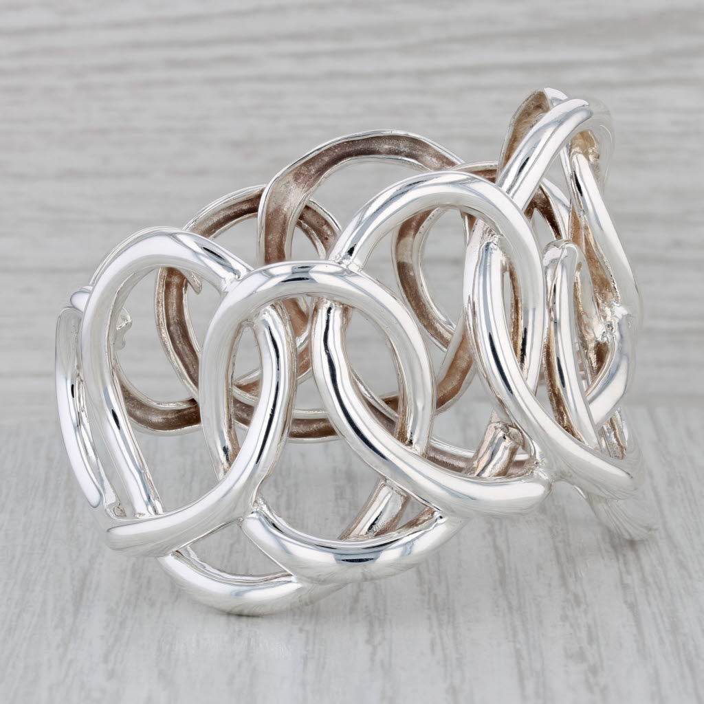 Gray Angela Cummings Knot Work Cuff Bracelet Sterling Silver Statement 6.75" 45.4mm