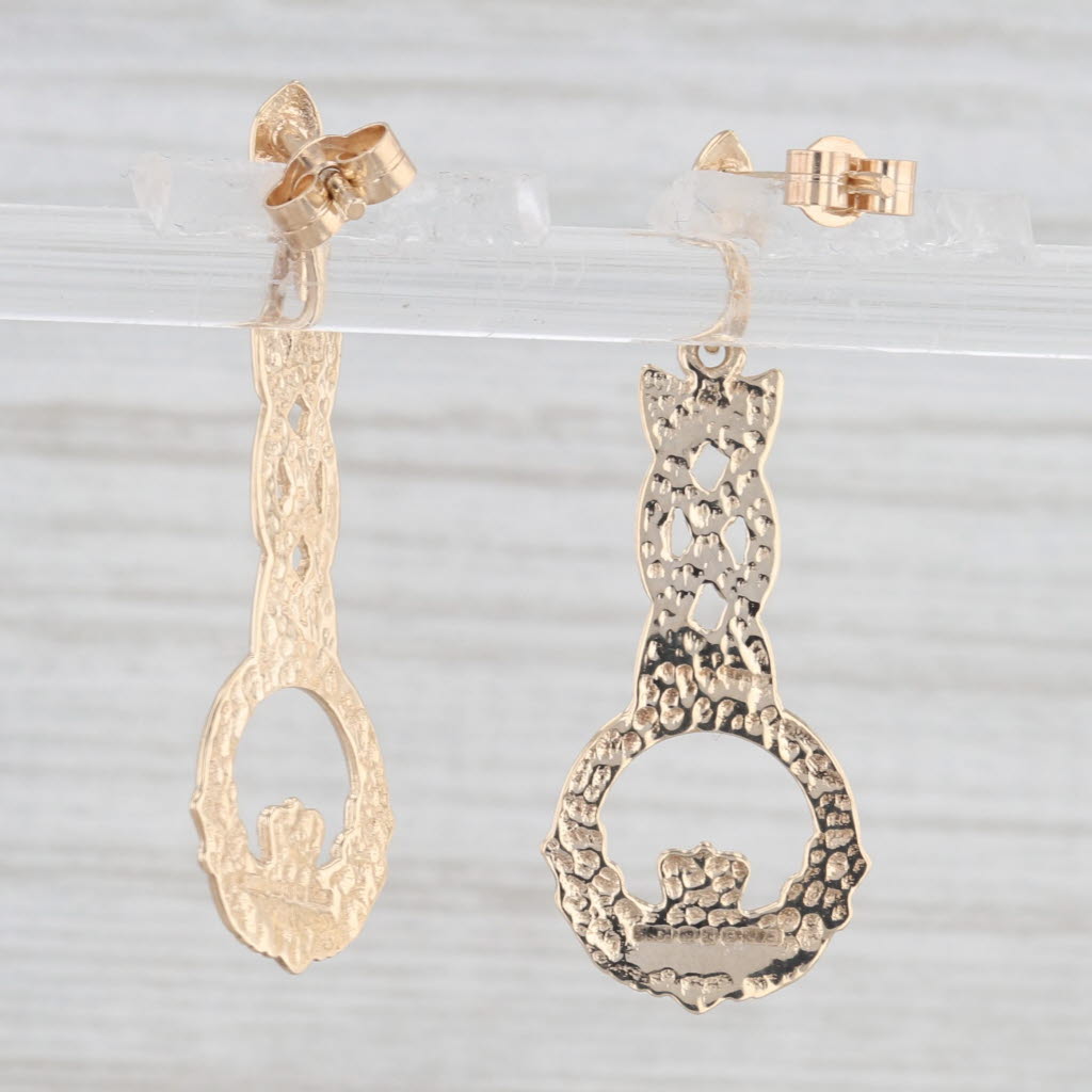 Light Gray Irish Claddagh Celtic Knot Dangle Earrings 9k Yellow Gold Drops
