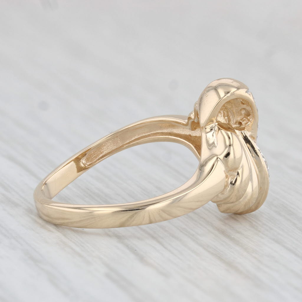 Light Gray Diamond Knot Ring 14k Yellow Gold Size 6