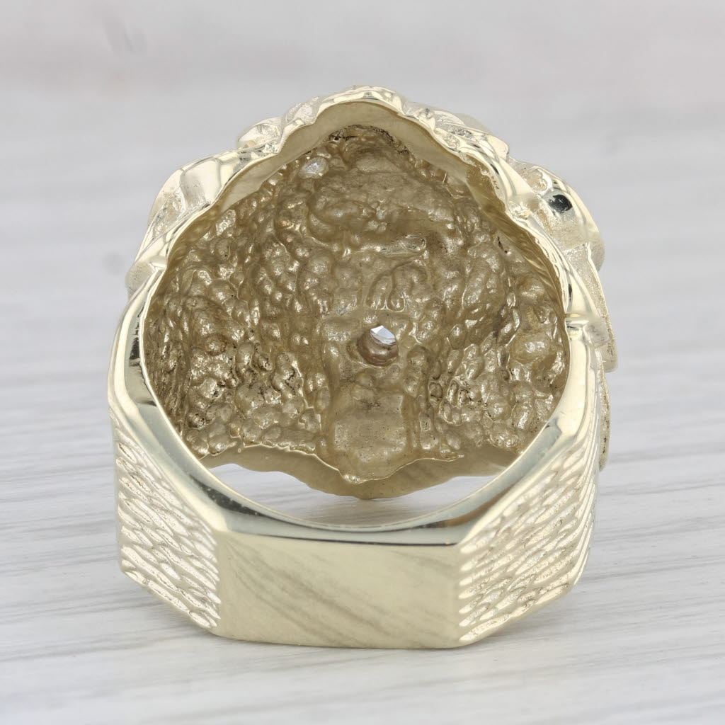 Light Gray 0.29ctw Diamond Roaring Lion Ring 14k Yellow Gold Size 10