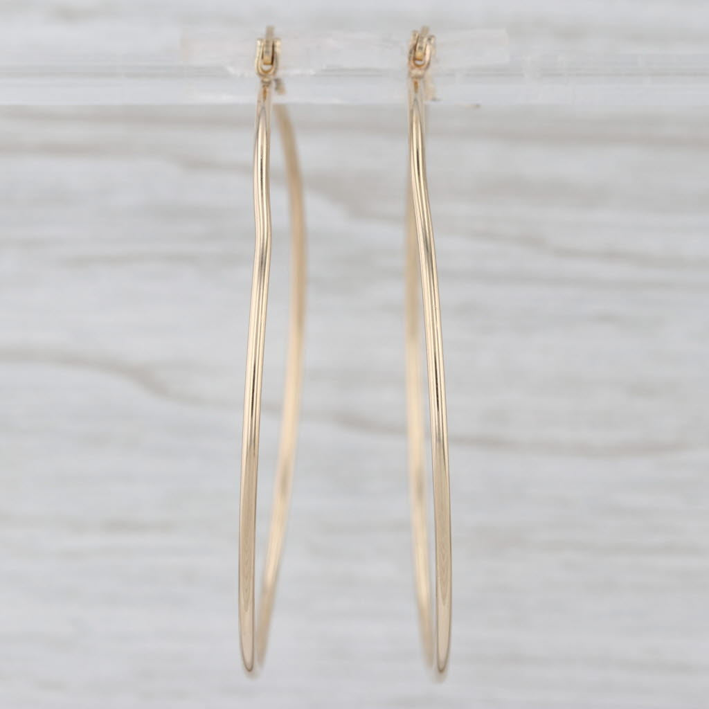 Large Round Wire Hoop Earrings Snap Top Round Hoops 14k Yellow Gold