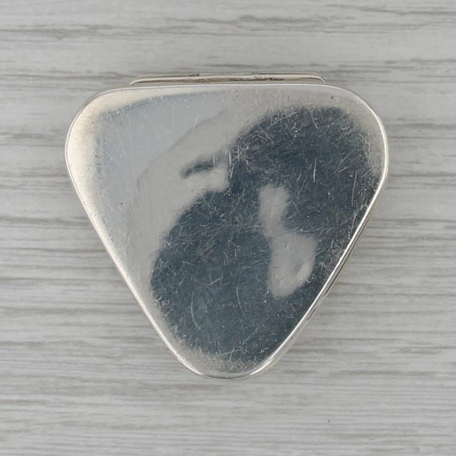 Sterling Silver Snuff / Pill Box Engravable Floral Border Vintage Opens