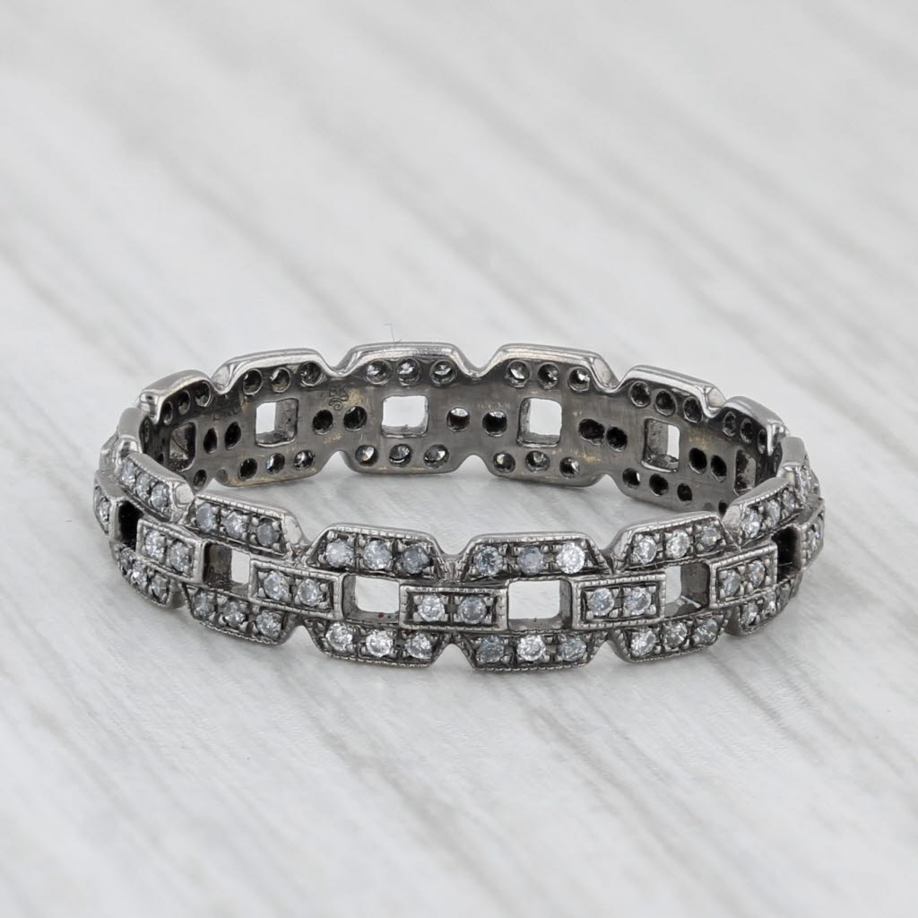 Light Gray New Beverley K 0.25ctw Diamond Stackable Ring 18k White Gold Sz 6.5 Wedding Band